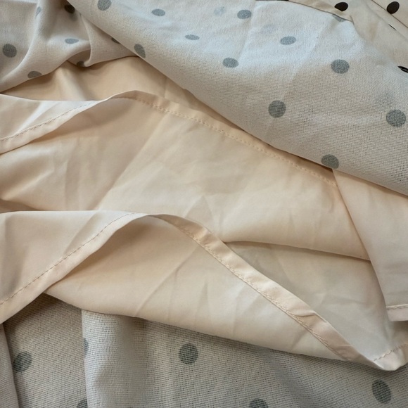 Ghospell NWT L Cream Long Sleeve Puff Sundress brown polka Dots Midi - Picture 15 of 16